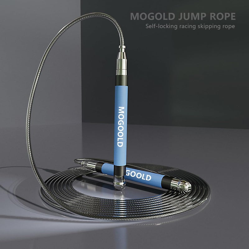 MOGOLD 2-in-1 Speed Rope: 2mm for Boxing/MMA & 3mm for CrossFit - Tool-Free Adjustable Cable System with Dual Bearings - Sweatproof Hybrid Grip for High-Intensity Training - Image 5
